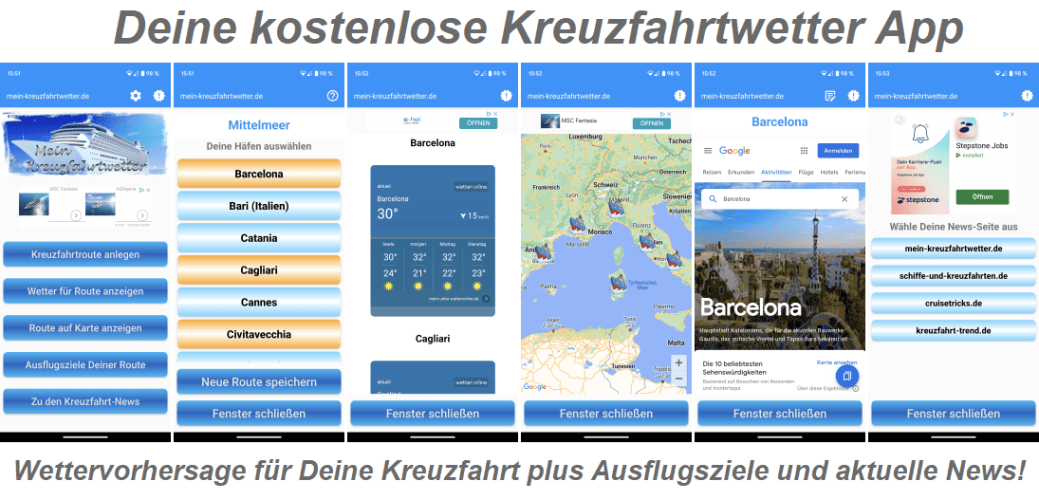 Kreuzfahrtwetter App für Android